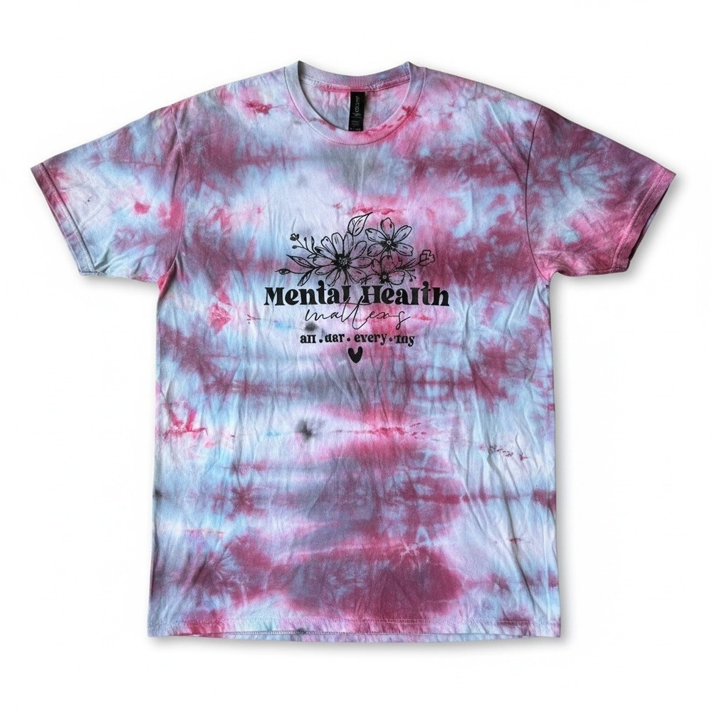 Hand Dyed Gildan XL Mental Health Matters Tie Dye Graphic Tee Shirt
